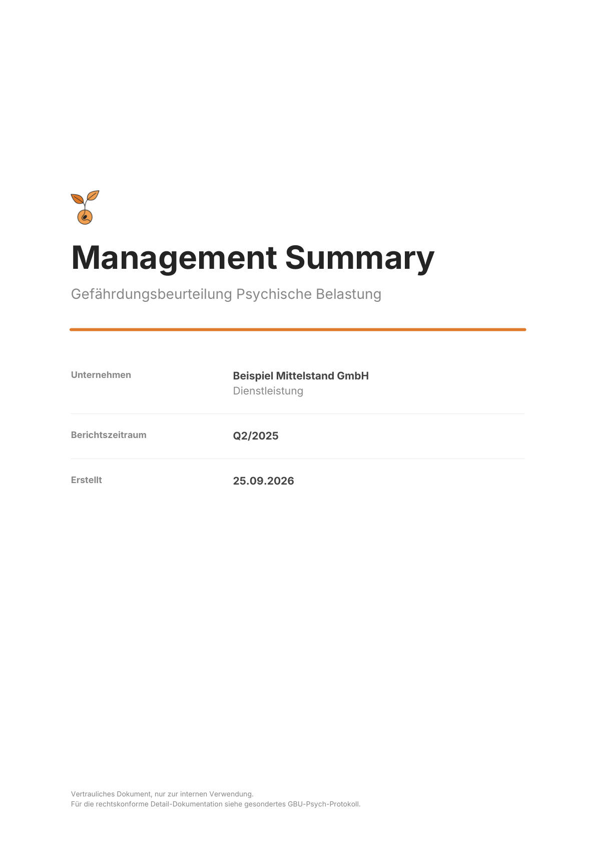 Titelseite der Management Summary